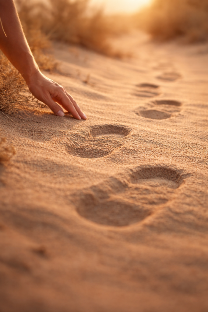 hand reach for footprints